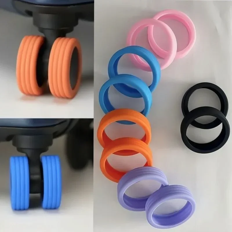 8PCS Silicone Wheels Protector For Luggage Reduce Noise Trolley Case Silent Caster Sleeve Travel Luggage Suitcase Accessories