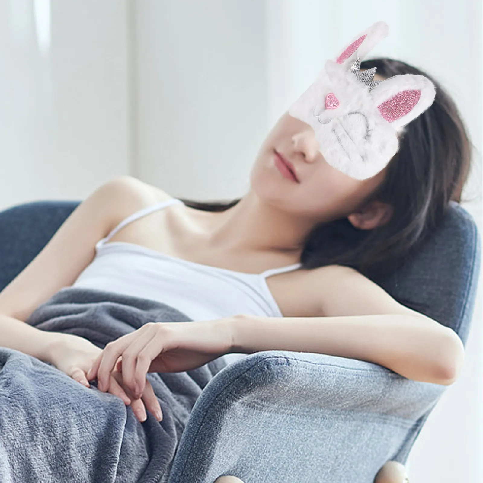 Rabbit Design Sleep Eye Mask – Soft Comfortable Blindfold for Travel, Home, Hotel & Nap