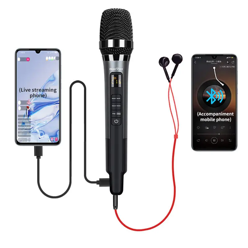 H20 Microphone with Sound Card Effects All-in-One Microphone Reverb Connecting Cell Phone for Podcast Equipment Live