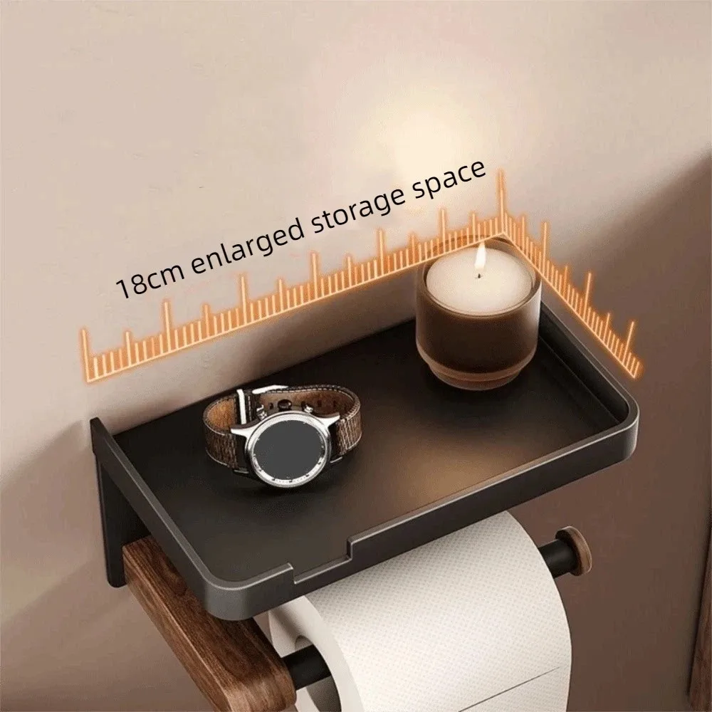 

Space Aluminum Toilet Paper Holder No Drill Large Capacity Toilet Paper Dispenser Space Saving Wall Mounted