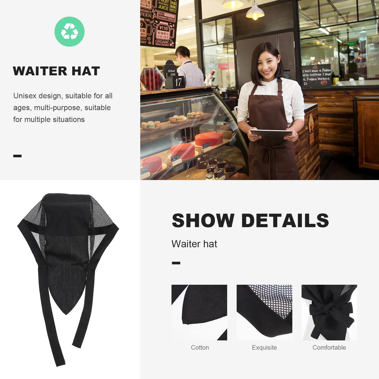 Verstellbare Koch-Arbeitsmütze, Unisex-Design, vielseitig einsetzbar, geeignet für Küchen, Hotels, Restaurants, leicht zu reinigen, wiederverwendbar