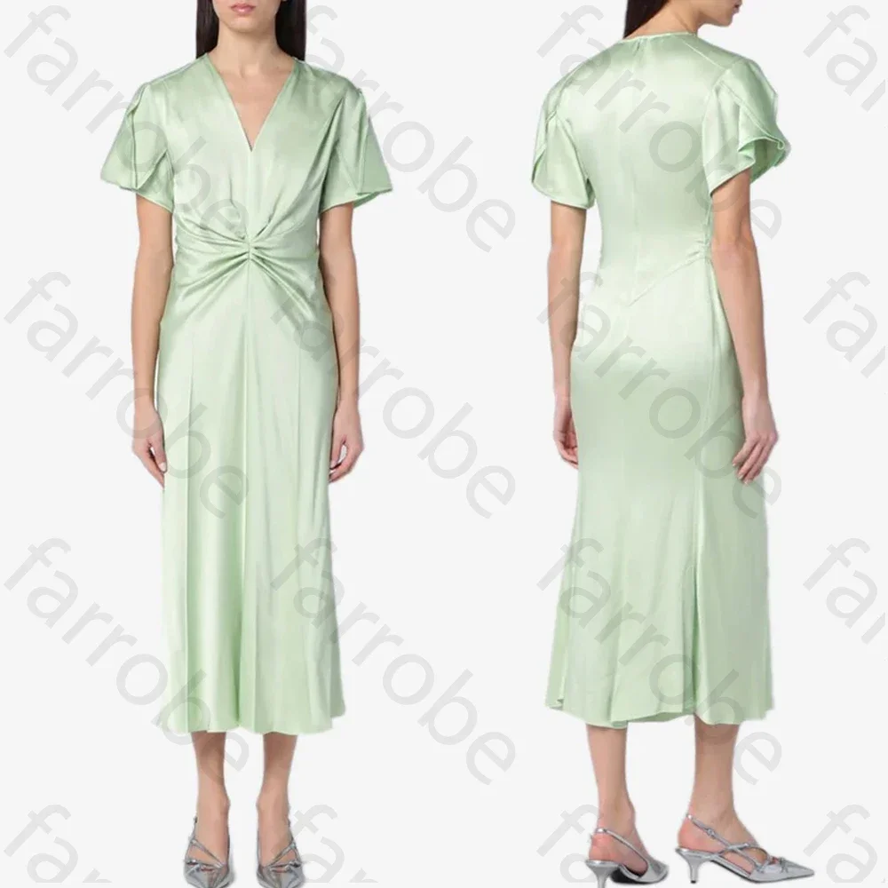 

Customized Elegant Ruffled Midi Dress A-Line Evening Dresses Occasion Formal Exquisite High Quality Prom Party Gowns for Women