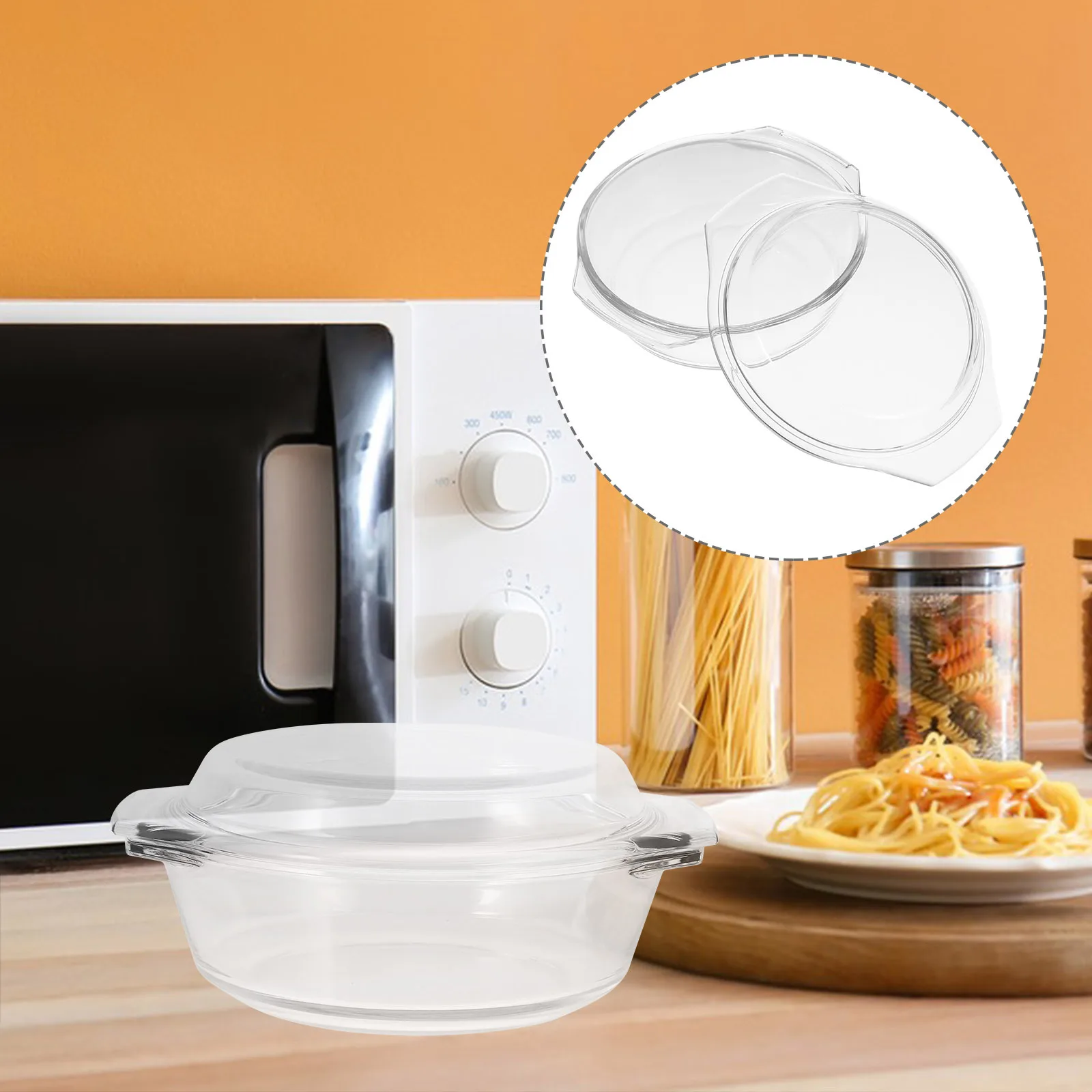 

Glass Casserole With Lid Microwave Oven Safe Round Mini Dishwasher Storage Bowl For Baking Cooking Serving