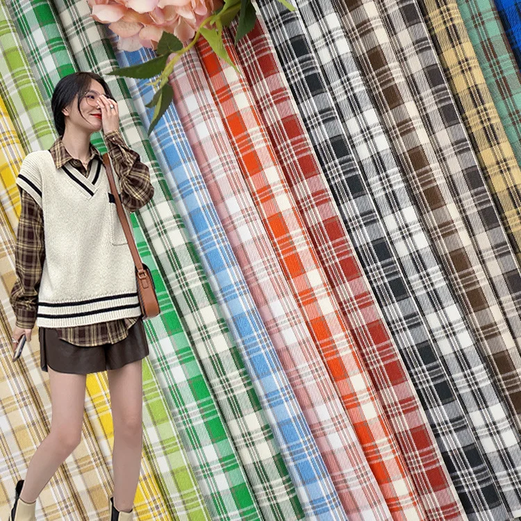 

Polyester Twill Shirt Fabric JK Pleated Skirt Uniform Skirt Plaid Fabric Fashion Dress Suit Material Yangjing Brand