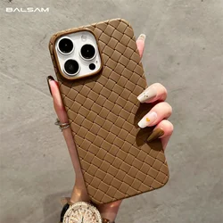 Luxury Woven Grid Pattern Breathable Mesh Cooling Phone Case For iPhone 16 15 14 Plus 13 12 11 Pro Max Thin Soft Silicone Cover