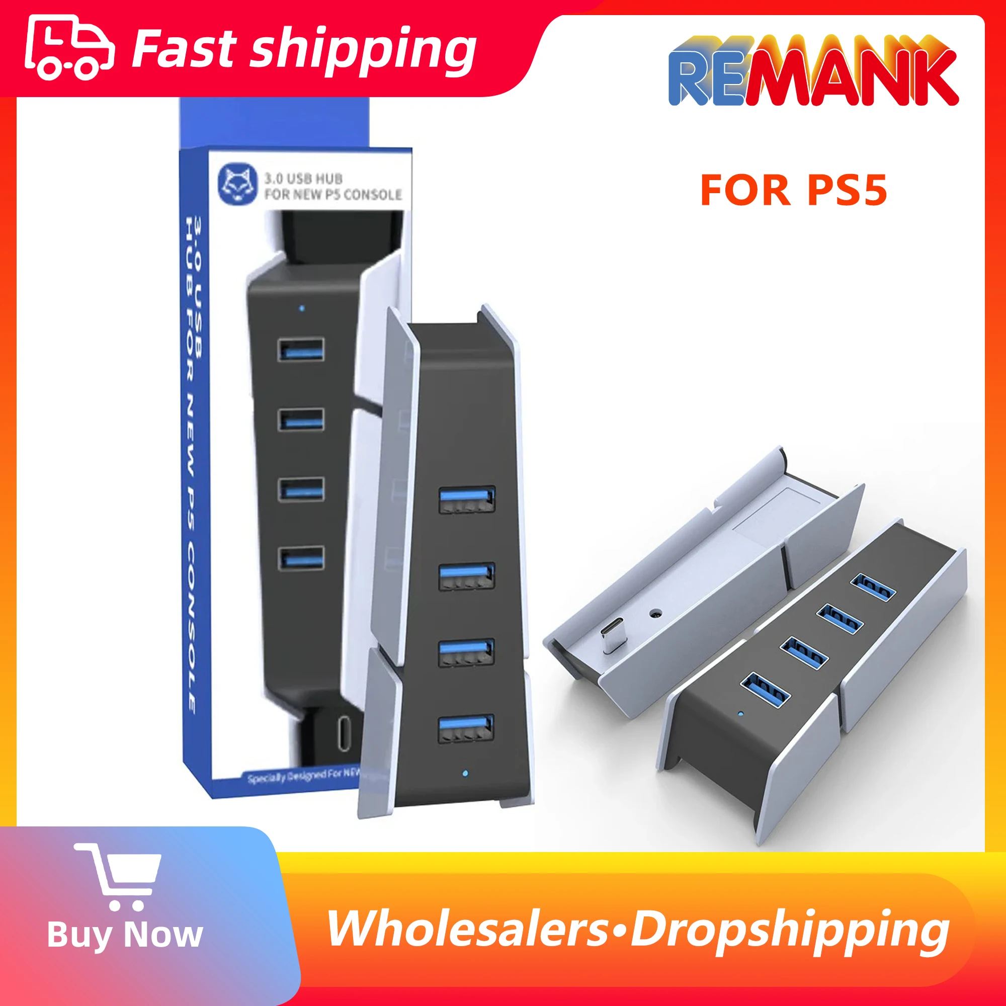 REMANK USB Splitter Expander For PS5 Accesoriers 4-in-1 Adapter for PlayStation 5 Slim USB Game Accessories Converter Extension