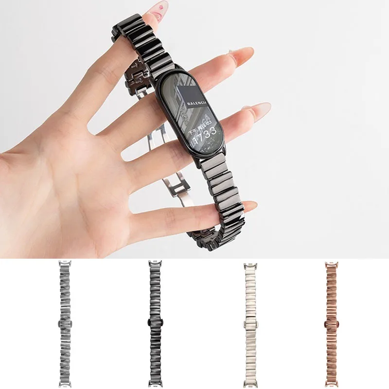 สายนาฬิกาโลหะสแตนเลสสำหรับ Xiaomi Smart Band 10 สายรัดข้อมือสำหรับ Xiaomi Mi Band9 สายนาฬิกาสำหรับ Mi Band 9 8 Band