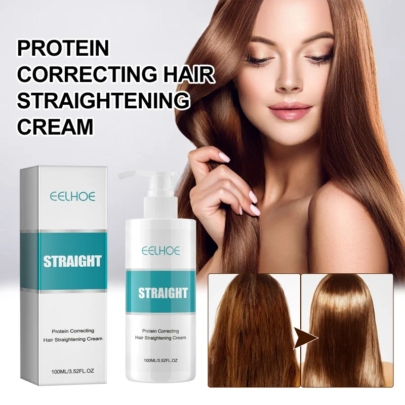 

Protein Hair Straightening Cream-No Heat Styling Treatment for Frizzy Damaged Hair Smoothing Repair Formula with Comb Applicator