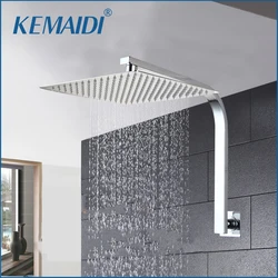 KEMAIDI Bathroom shower Head Gooseneck Square Brass Wall Mount Shower Arm Ultrathin Bathroom Shower Head Set