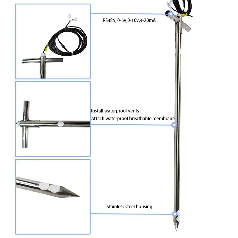 Waterproof Organic Compost Soil Thermometer With Long Stainless Steel Probe for Agriculture Livestock Industrial Composting