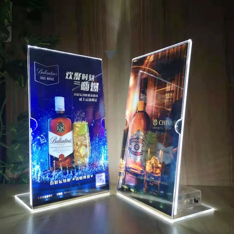 Boîte à lumière LED en acrylique Decca, table de publicité, page unique pour la liste des vins, table d'affichage des prix, enseigne de bureau de restaurant, bar, ktv, en stock