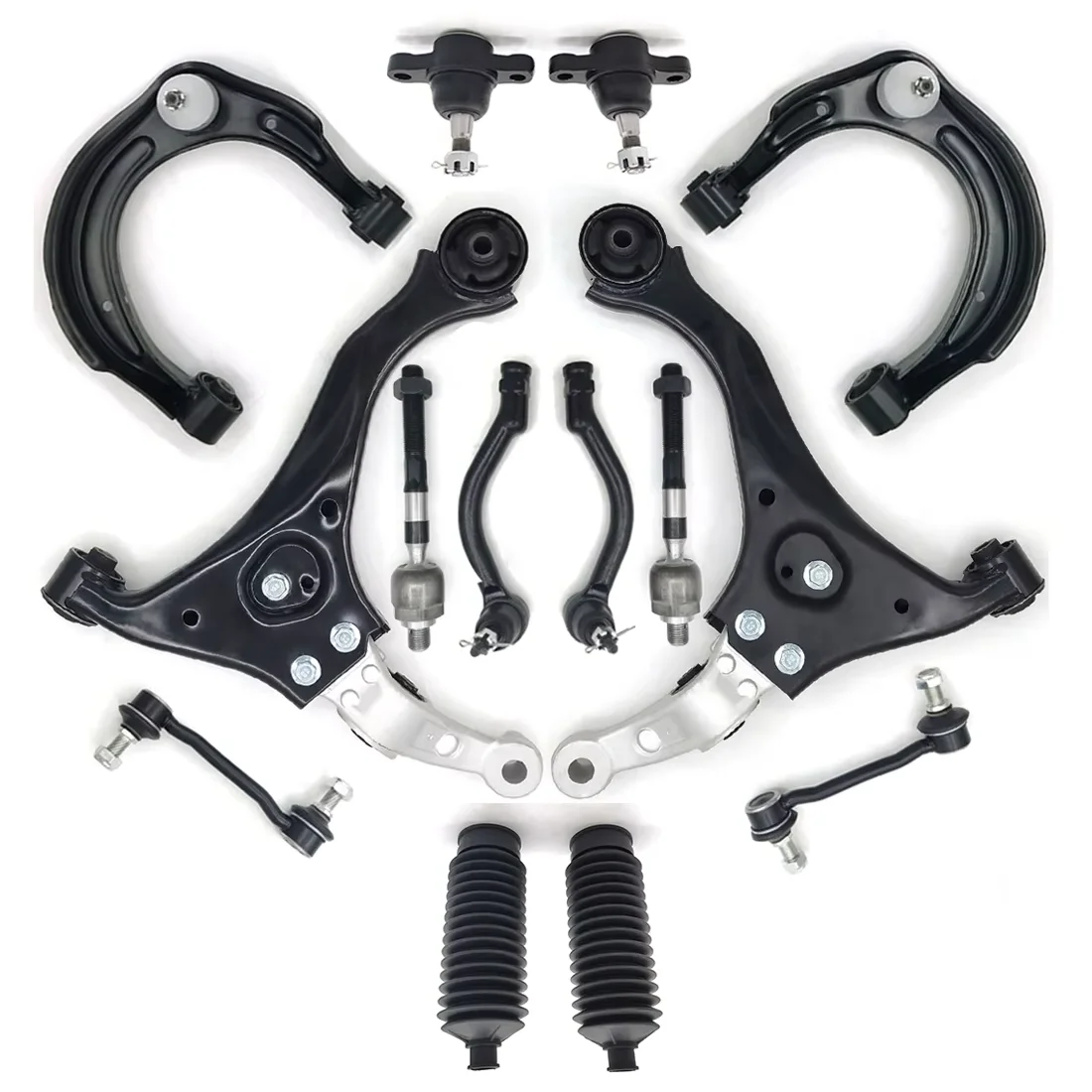 TOPICKSAP 14pcs Front Upper & Lower Control Arm Tie Rods Boots Sway Bars Kits for Hyundai Sonata 2006-2008 544103F600 545003K000