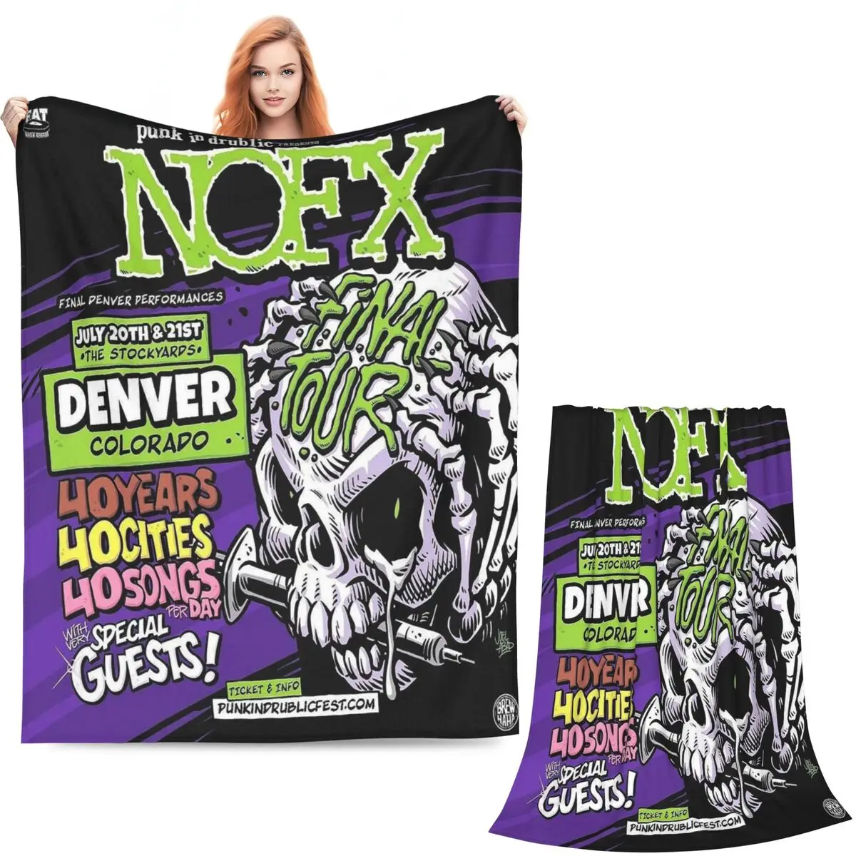 Nofx Band Final Tour Skull Blankets Soft Warm Flannel Throw Blanket Plush for Bed Living room Picnic Travel Home Sofa