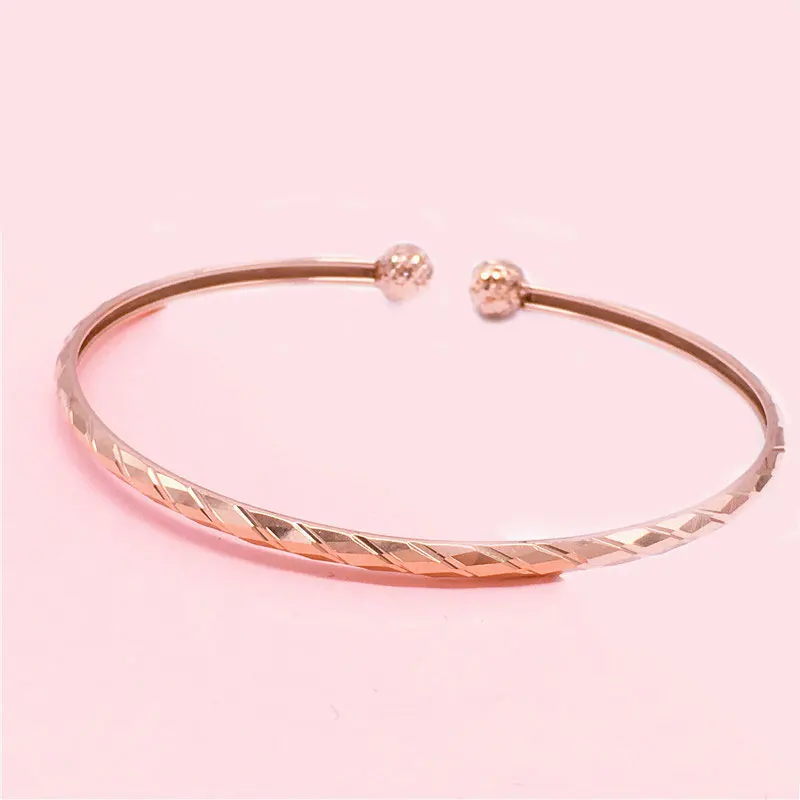 Kreative mode neue in 585 Lila Gold funkelnden boucle armreifen für frauen Überzogene 14K Rose Gold armband hochzeit schmuck geschenk