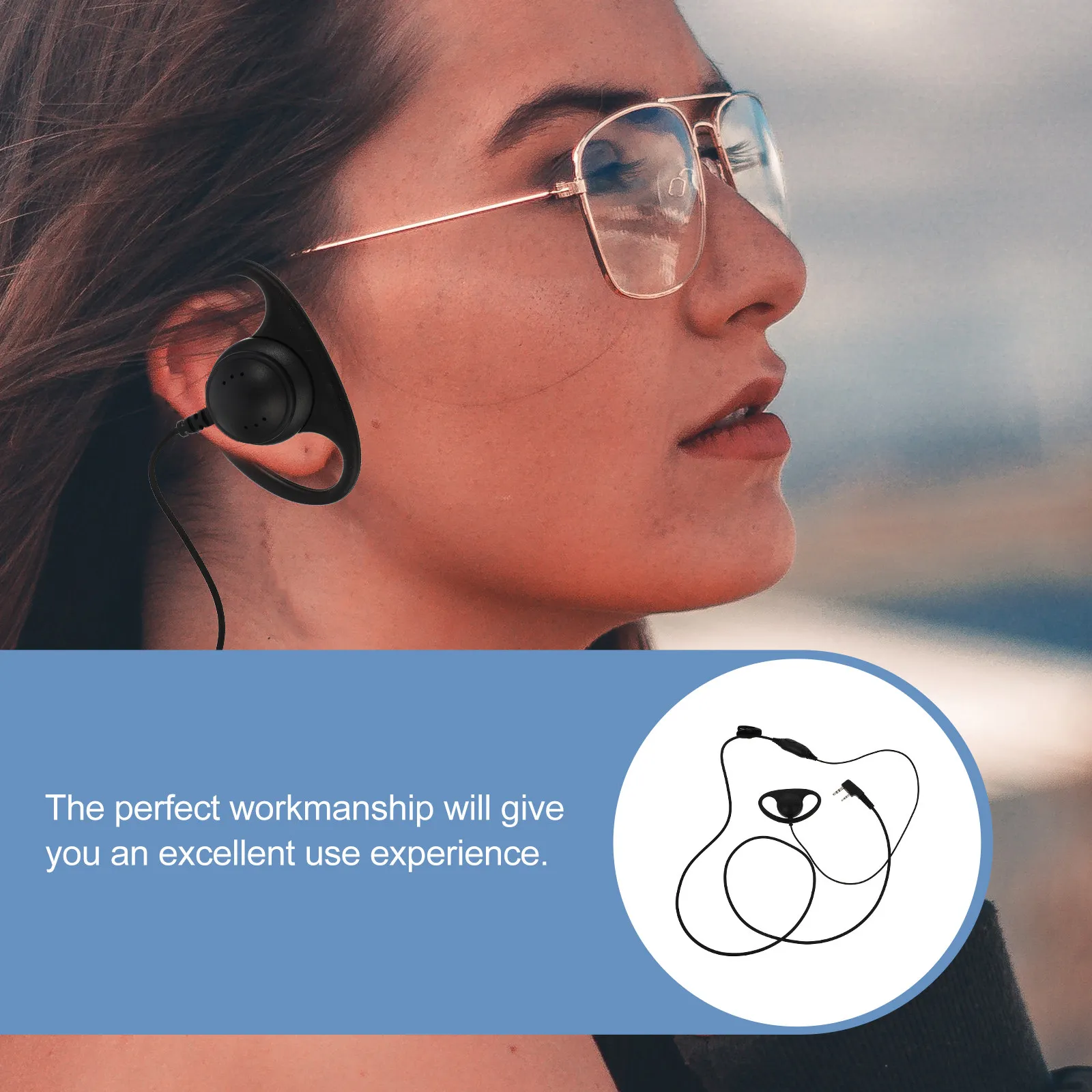 

1Pcs Universal Intercom Headset for Walkie Talkies Radio Earpiece Secure Fit Ear-Hook Design Suitable for Supermarket Security