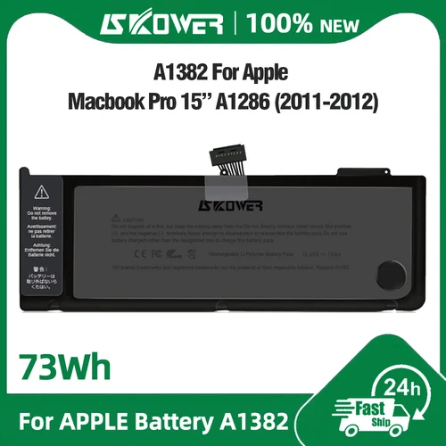 Imagen 2 del producto SKOWER A1321 A1382 batería para apple macbook pro 15,4 pulgadas a1286 2009 mediados de 2010 MB985 MC118 a1286 finales de 2011 2012 MC721 MC723