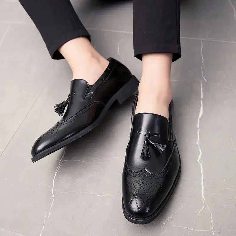 

New Men's Formal Wear Business Shoes High-End Handmade Pointed Leather Groom Wedding Luxury Wedding