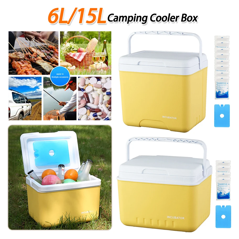 

6L/15L Insulated Ice Chest Multipurpose Portable Ice Bucket Outdoor Hard Cooler for Camping Picnic Beach Drink Beverage Fishing