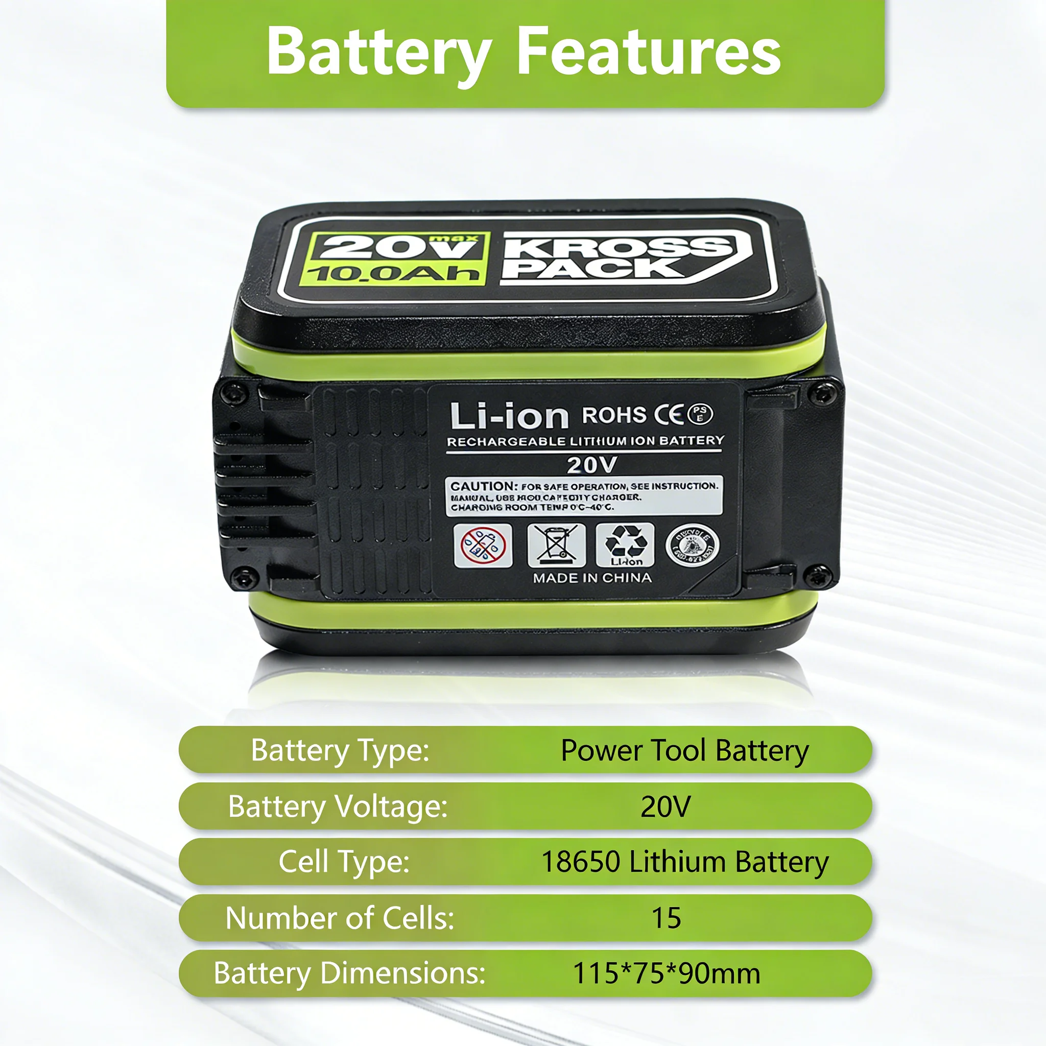 

Аккумулятор литий-ионный WORX 20V, высокой емкости, 6-10 Ач, для электроинструментов, долговечная замена, совместим с WA3023, WA3054