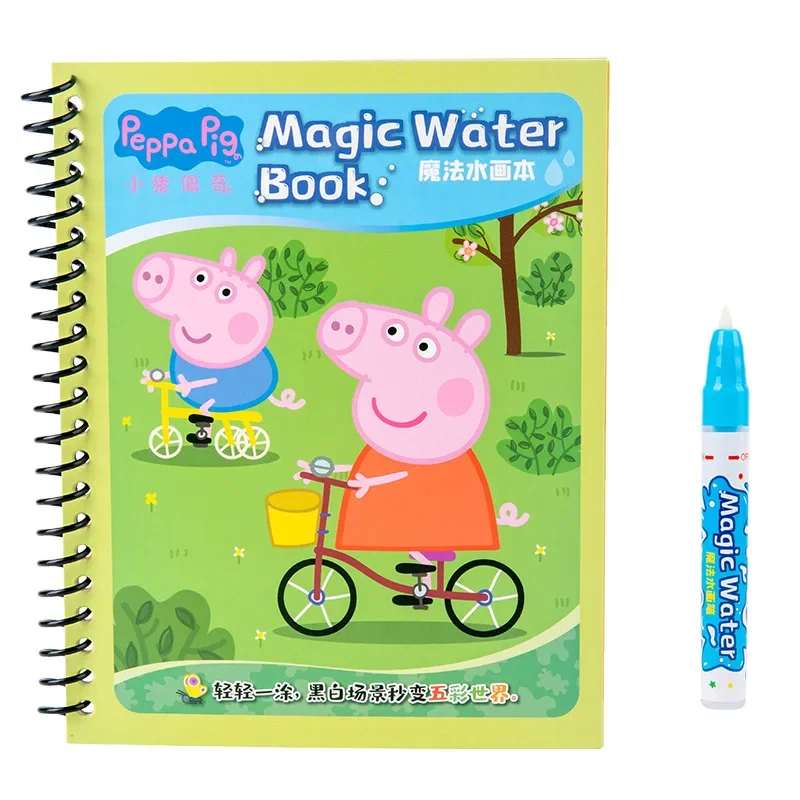 Libro de pintura al agua de Peppa Pig, tablero de dibujo lavable, grafiti claro, desarrollo de lluvia de ideas para bebés