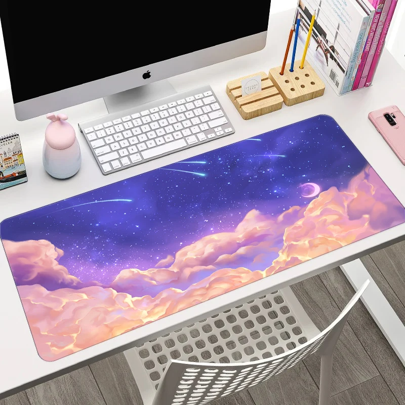 Purple Clouds Sky Mouse Pad Large Computer Office Game Table Mats XXL Rubber Anti-slip Gaming Keyboard Mousepads Long Desk Pads