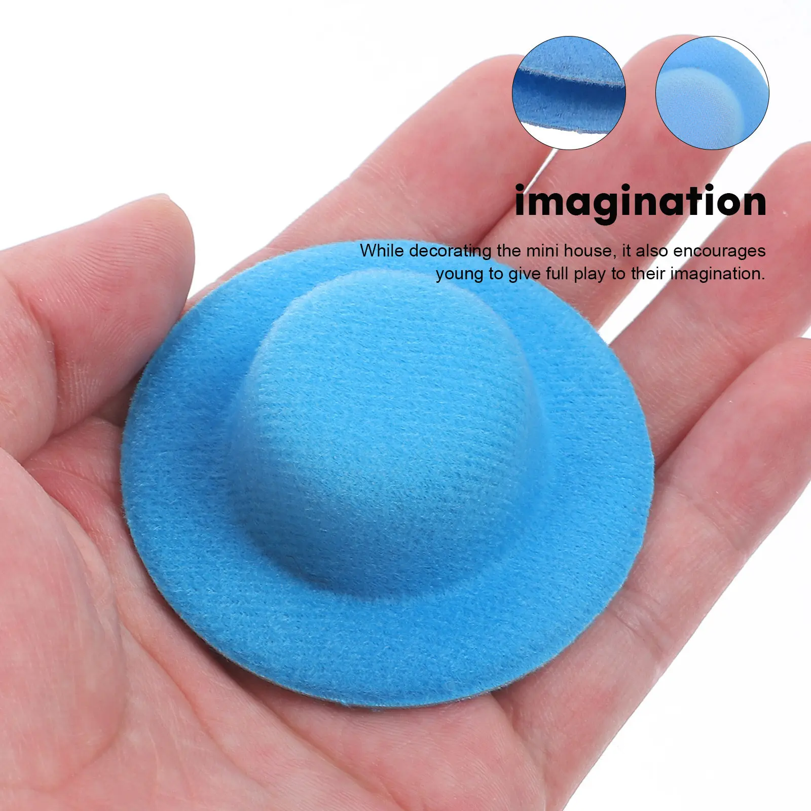 10Pcs Mini Decorative Small Hats Lint Eva Material for Craft Decoration DIY Creative Hat Ornaments Mini House Photo Props
