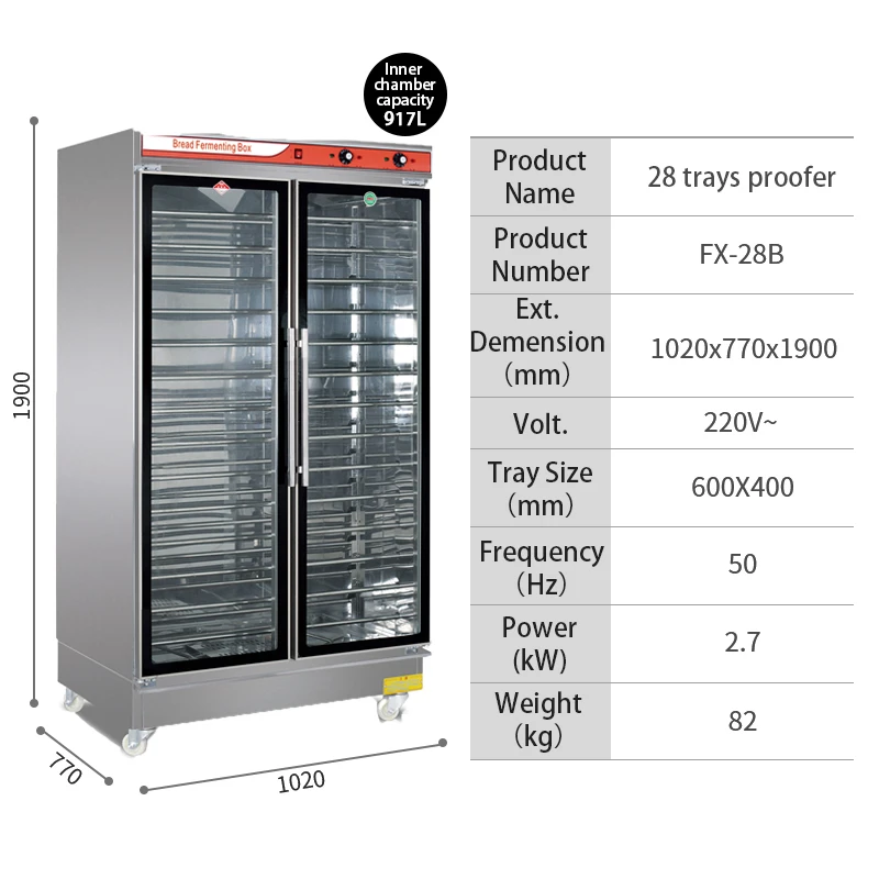مصنع توريد الخبز التخمير Proofer رخيصة 28 صواني صندوق التخمير آلة غرفة صندوق Retard Retarder الرغيف الفرنسي الخبز العجين #3