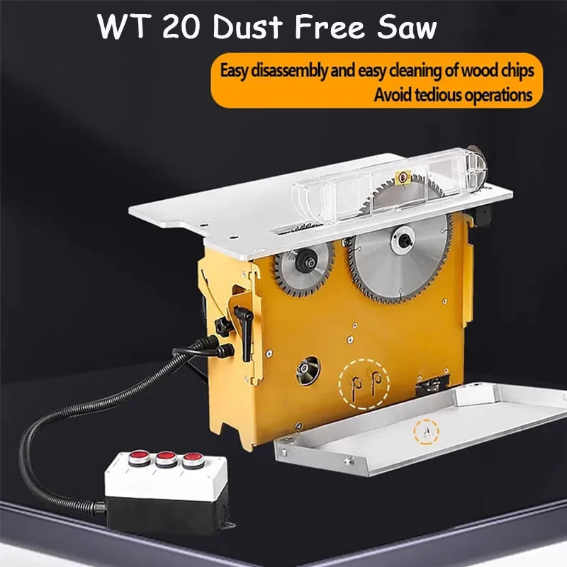 WT20 Woodworking Sliding Table Saw Precision Angle Mother Cutting Saw Electric Wood Cutting Machine Power Tool Dust Free 220V