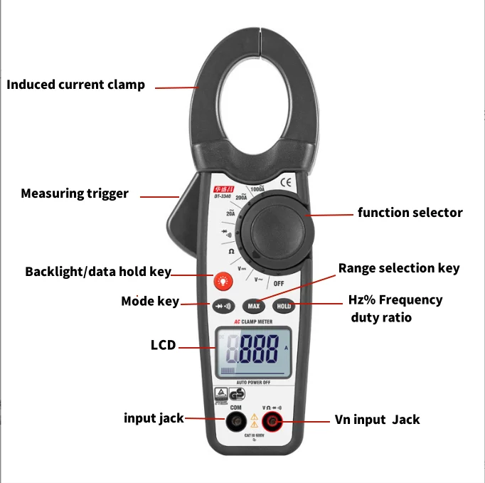 

CEM DT-3340 1000A AC/DC Digital clamp meter Dual Injection AC Digital Clamp Type Meter Clamp Type AC Clamp Type Meter DC Clamp