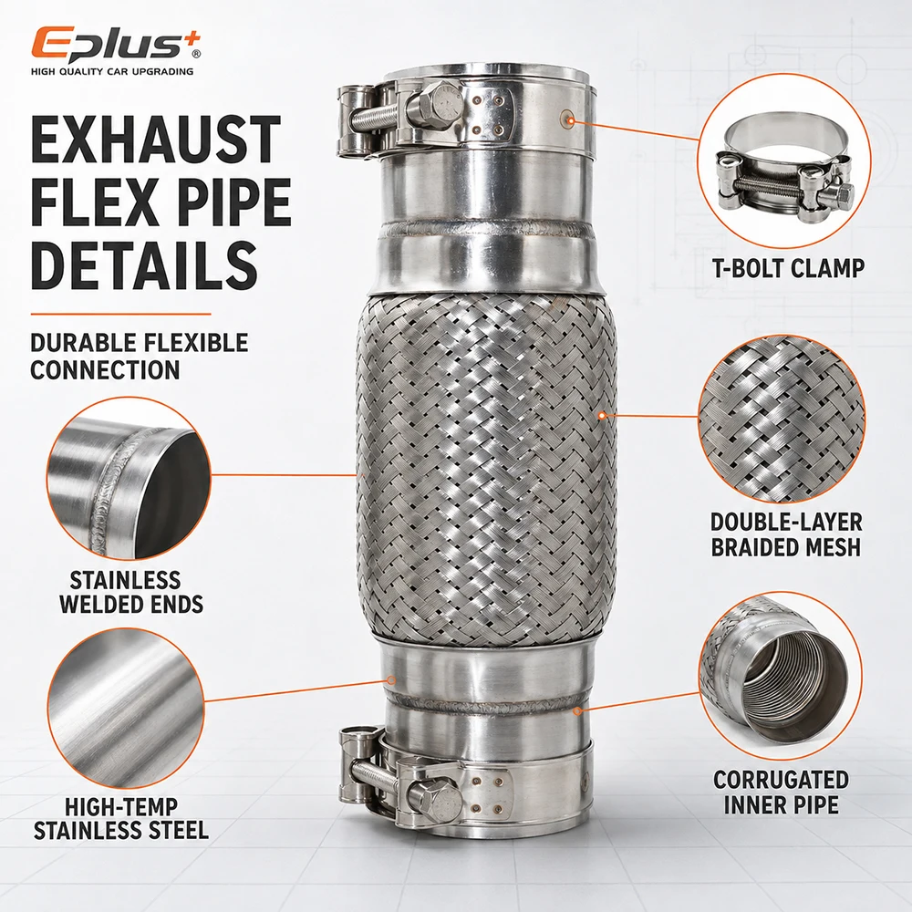 Flexibles Auspuffrohr aus Edelstahl, Auspuff-Flex-Verbinder, Schalldämpfer, flexibler Schlauch zum Schweißen und Klemmen, reduziert Vibrationen – Detail 4
