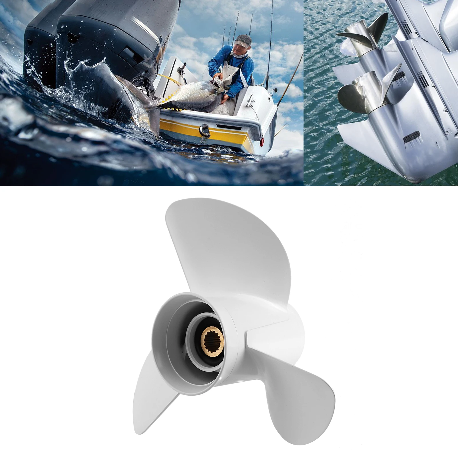

13x19 Outboard Propeller High Thrust 3 Blades 15 Tooth 6E5‑45941‑00‑00 Fit for Yamaha 50‑130HP Engine 3 Blades Propeller