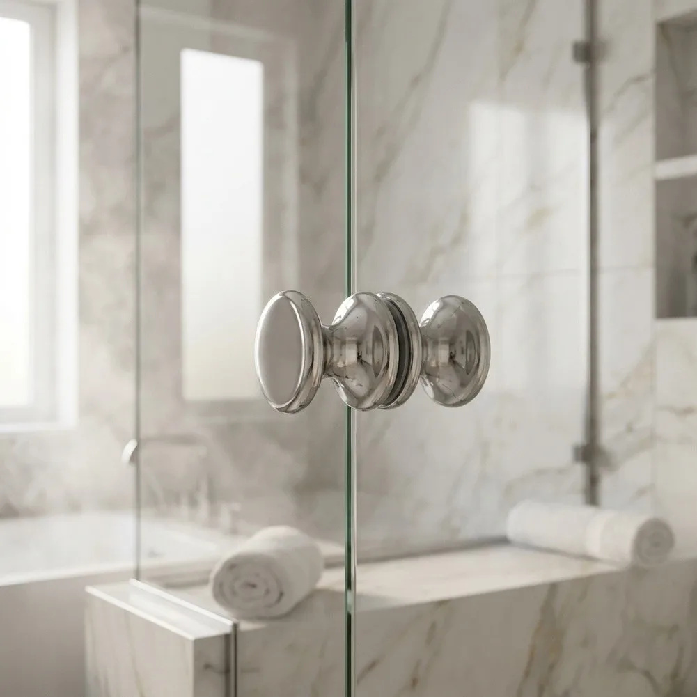 Stainless Steel Back-to-Back Shower Door Pull Handle for Frameless Glass Enclosures SUS 304 for Mirror Finish Chrome