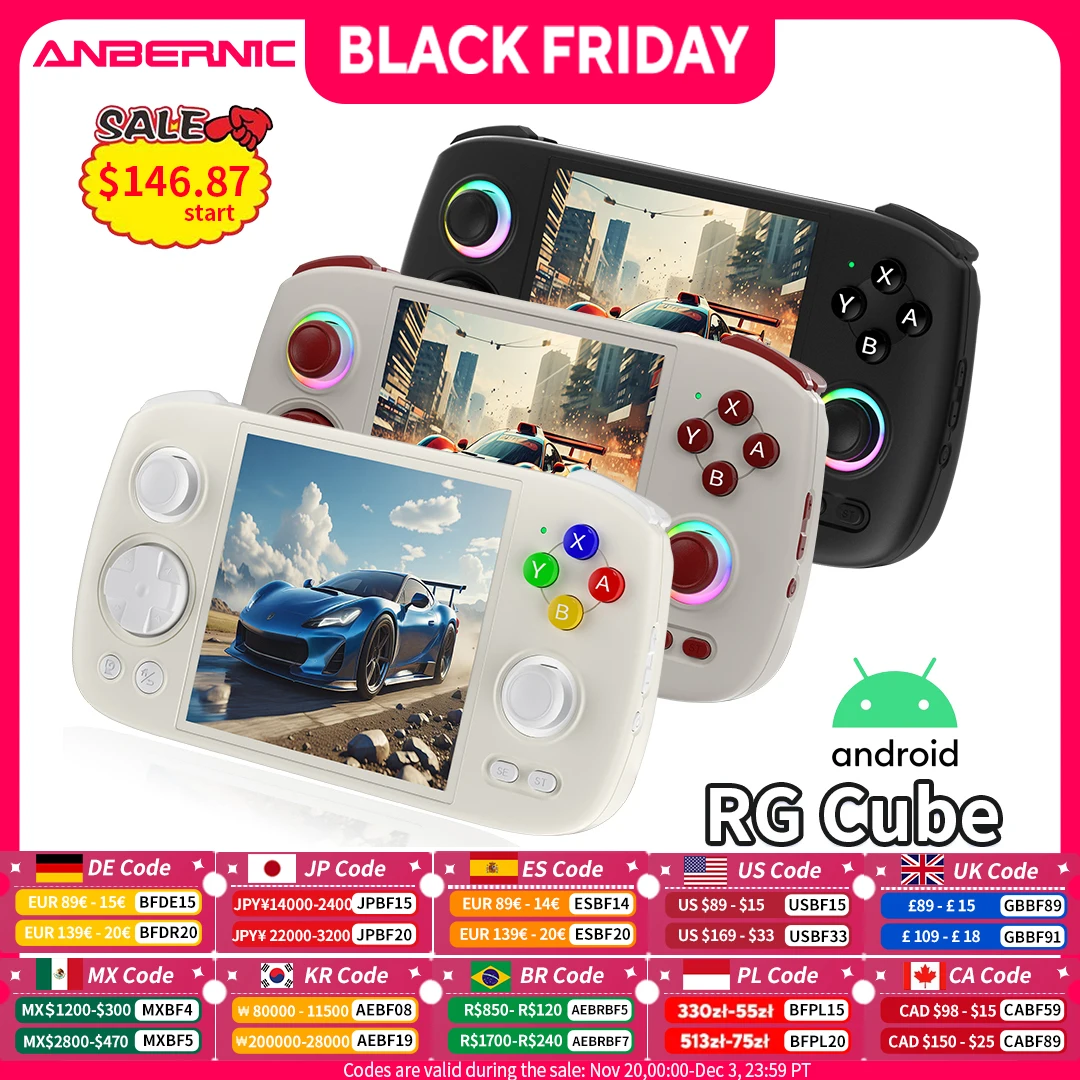 ANBERNIC RG Cube Handheld Game Console 3.95'' IPS Multi-touch Screen T820 Android 13 RGB Joystick 5200mAh Video Gaming Consoles