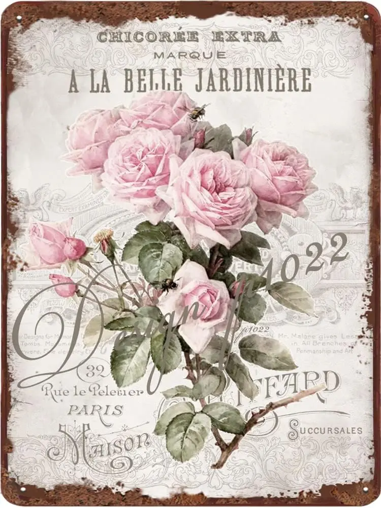 Thankful & Blessed Rose Metal Tin Sign Floral Vintage Tin Sign Wall Hanging Decoration Holiday Birthday Valentine's Chri sign