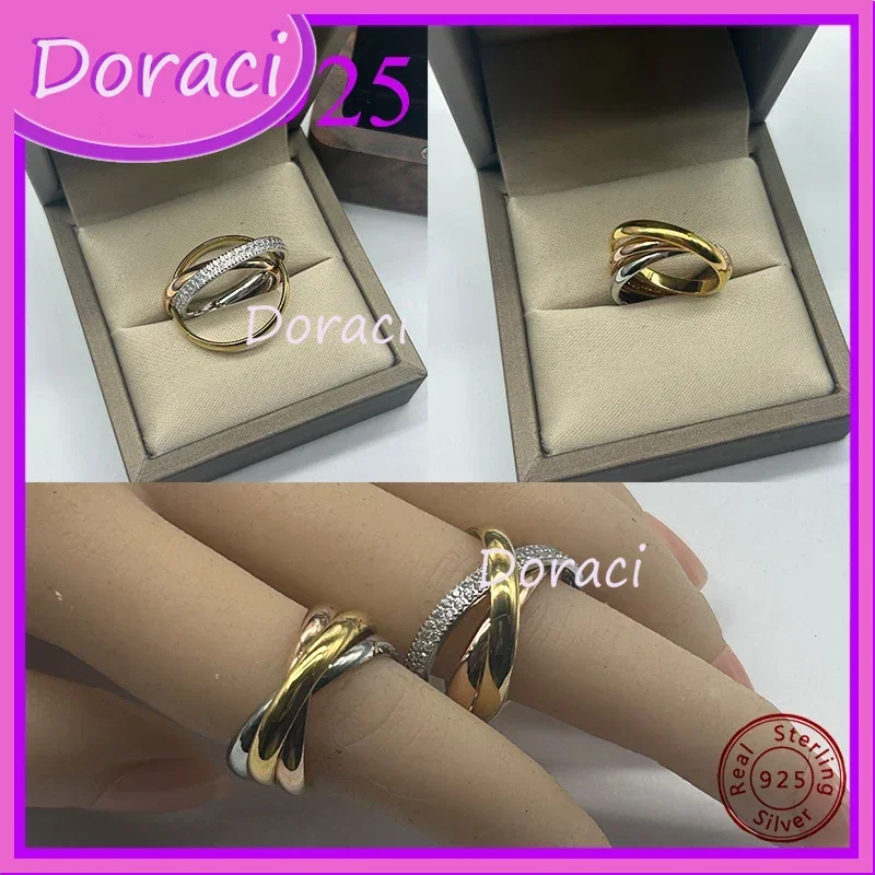 S925  Silver High Quality  Classic Trinity Ring Simple Fashion Luxury Banquet Couple Jewelry