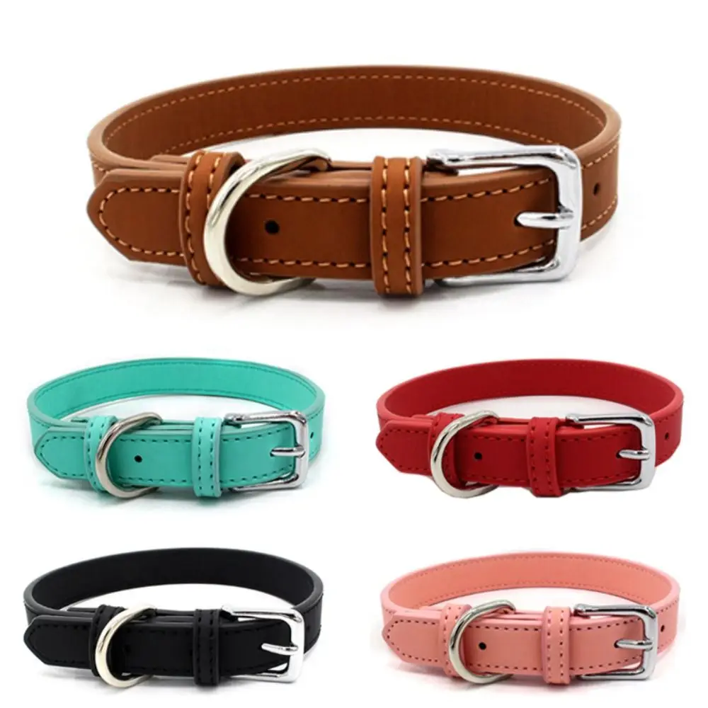 Comfort Size Adjustable Dog Collar PU Leather Collars Supplies Dog Chain Pet Accessories Cat Necklace Small Dogs Puppy