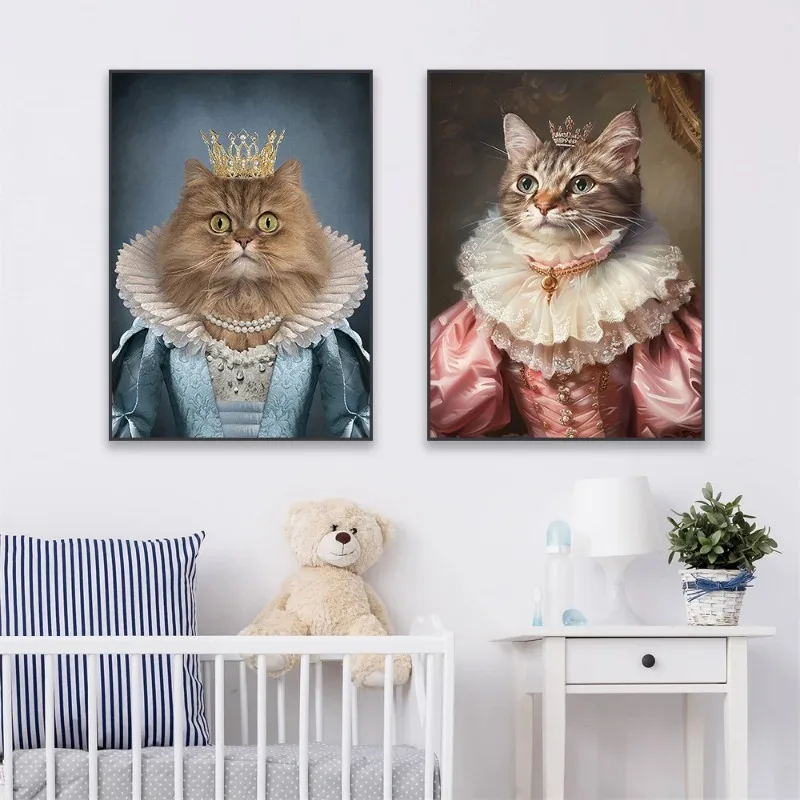 ملصق صورة الحيوانات الأليفة الملكية شخصية عصر النهضة قماش اللوحة يطبع هدية ديكور غرفة القط
