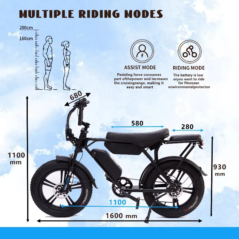 Electric Assisted Bike H20pro 1000W Motor 48V 30AH Mountain E-Bike 20 Inch Tire Commuting All Terrain Off-Road Electric Bicycle image 8