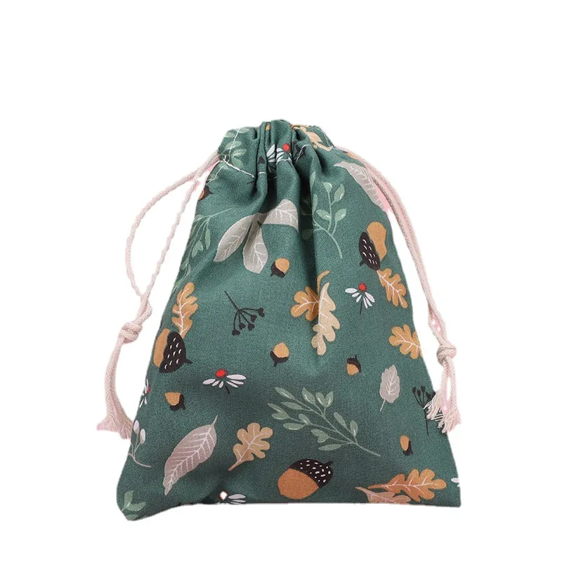 Portable Organizer for Underwear Socks Bra Cotton Makeup Bag Travel Drawstring Bags Ins Flower Print Clothes Organizer