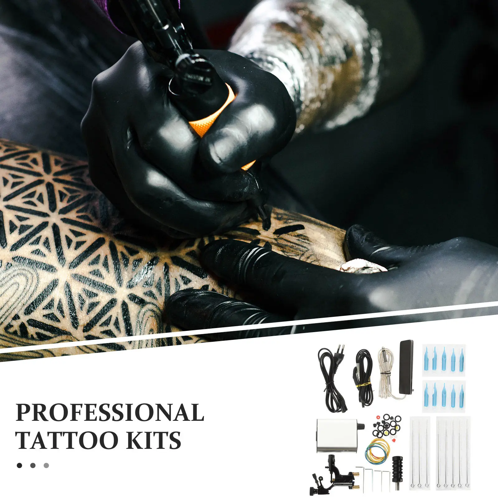 

Профессиональный набор для татуировки: роторная тату-машинка, портативный легкий и прочный комплект игл для художников и начинающих, вилка стандарта ЕС