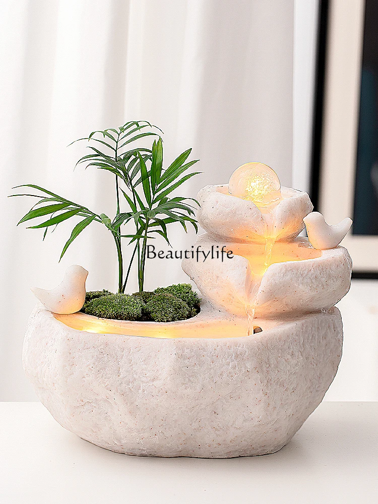

Rockery Water Humidification Purification Bonsai Desktop Fountain Good Fortune Ball Gold Jubao Water Landscape