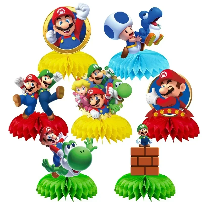 7pcs Super Mario Bros Birthday Party Ornament Anime Luigi Yoshi Action Figures Desktop Decoration for Boy Girl Party Supplies