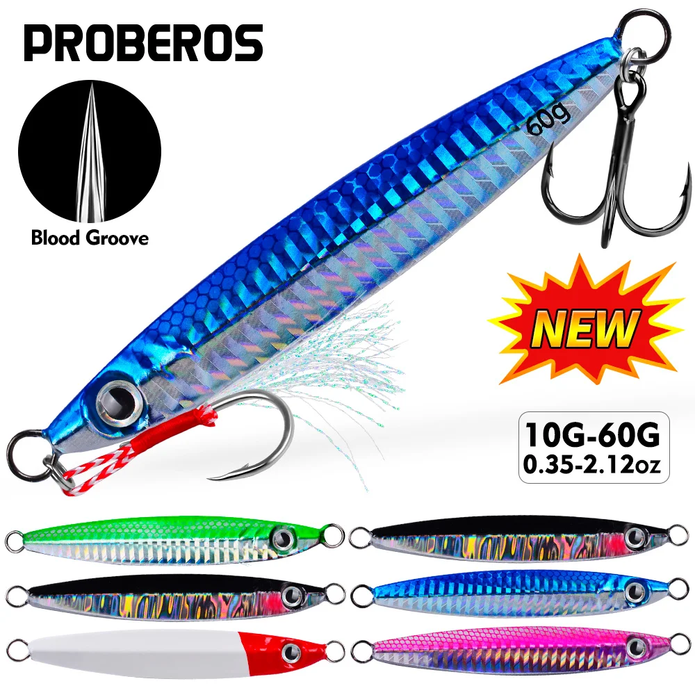 เหยื่อจิ๊กโลหะจมเร็ว จิ๊กโลหะจมช้า สำหรับตกปลาชายฝั่ง ตกปลาทะเล ตกปลาดำน้ำ เหยื่อแข็ง น้ำหนัก 10 กรัม-60 กรัม