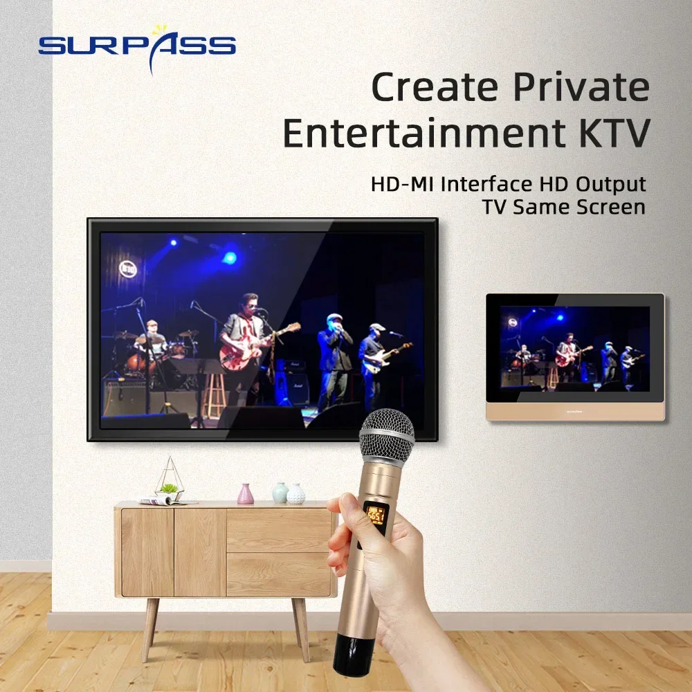 Smart Audio System Home Android 8.1 WiFi Wall Amplifier Consoles Touch Screen Ceiling Speakers with Microphone Kit for Karaoke