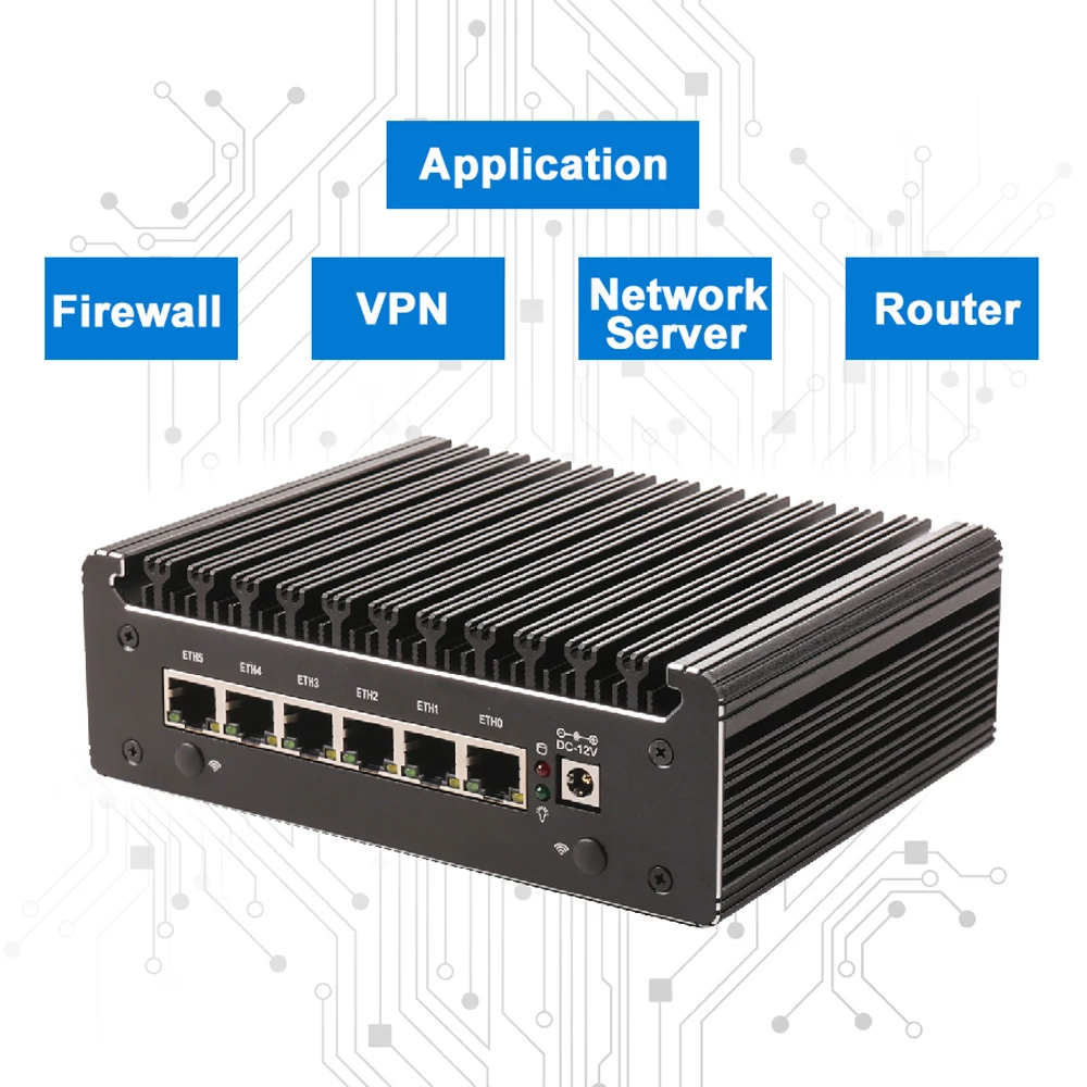 HUNSN Micro apparecchio firewall, RS53, Mini PC, PFSense, 6LAN, Mikrotik, VPN, PC router, OPNsense, AES-NI, COM, HDMI, DP, tipo C