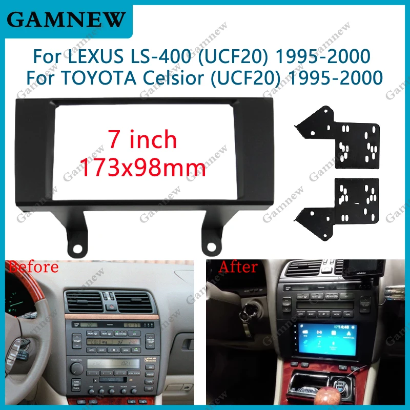 7 Inch Double Din Car Fascia Radio Panel for Lexus LS400 (UCF20) /Toyota Celsior (UCF20) 1995-2000 Dash Kit Facia Plate Cover