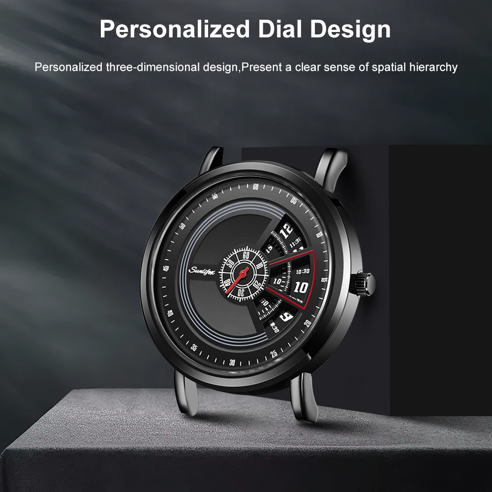 Orologio da uomo Sunlifex 3172 Data Orologio originale con cinturino in silicone alla moda casual