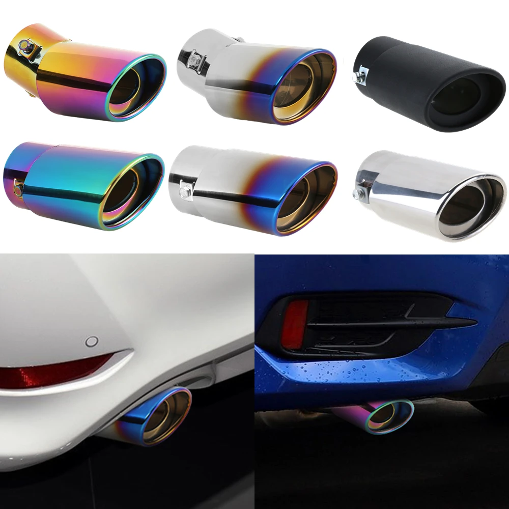 Interface 63mm Single Outlet Universal Car Exhaust Tip Stainless Steel Auto Muffler Tail Pipe Car Accessories for 1.5L-2.2L