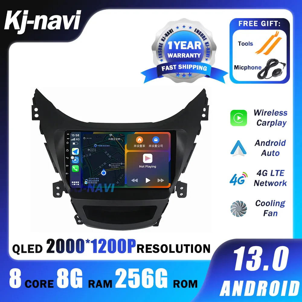 

Автомобильный радиоприемник Android 13 для Hyundai Elantra Avante I35 2011 - 2013 2014 2015 2016 автомобильный мультимедийный плеер GPS-навигация 2 din