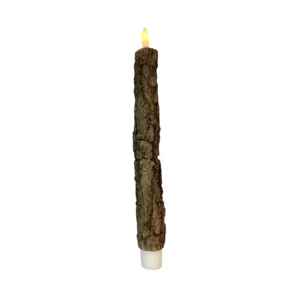 Soft Light LED Flameless Candles Flame Simulation LED Light Electronic Candles Flameless Design Birch Wood Texture